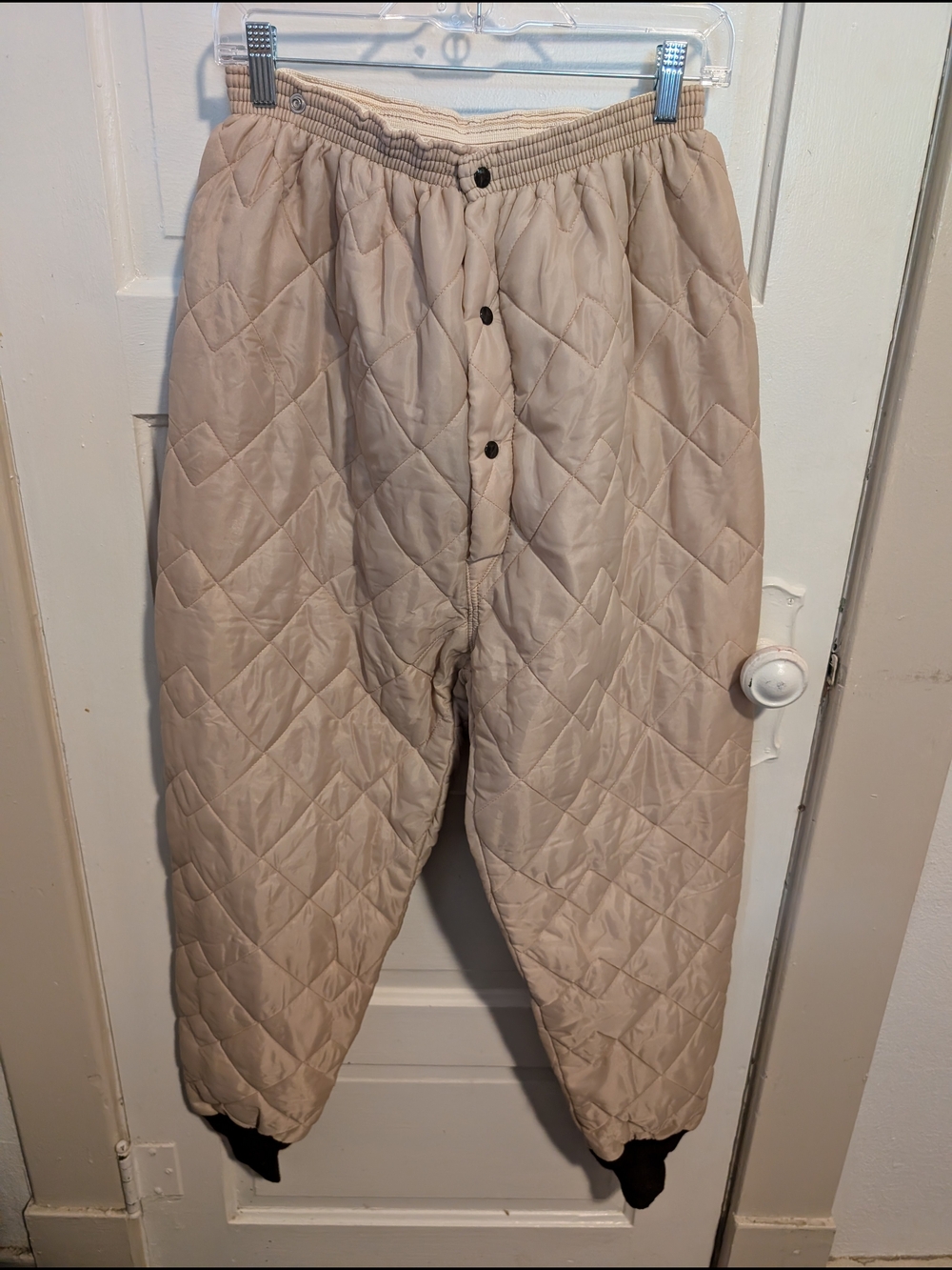 Vintage Gorpcore Women's Beige Quilted Vegan Puffer Liner Pants